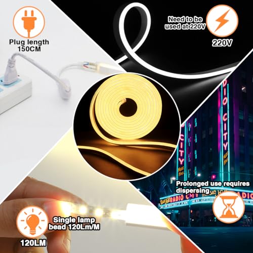 YOODI Striscia LED 30M Neon Flessibile 220V Calda