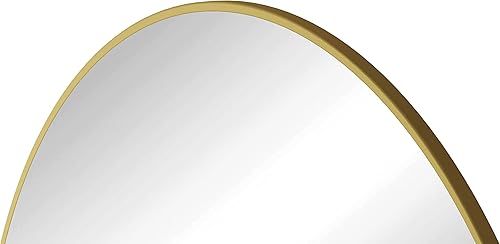 Miniatura 7 de HomSof Espejo de pared de gran tamaño de 48 pulgadas, espejo circular dorado de gran tamaño, espejo con marco de metal, espejo redondo de tocador,
