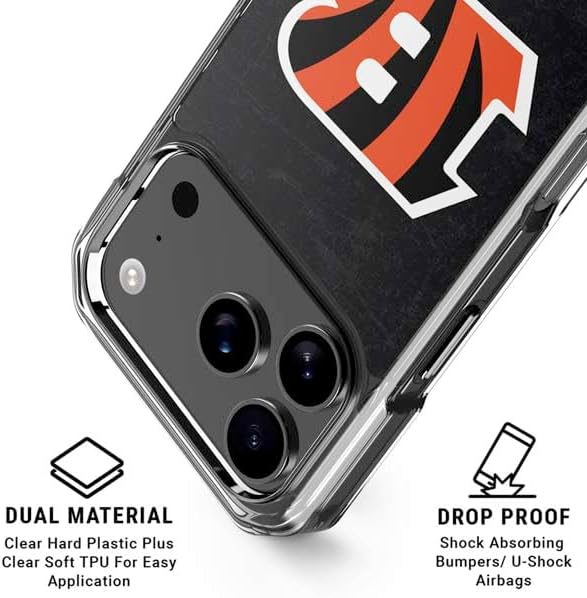 Skinit Phone Case Compatible with MagSafe iPhone 17 Pro Max - Officially Licensed NFL Cincinnati Bengals - Distressed Design
