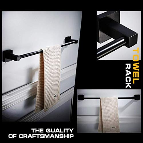 Porte-serviettes noir 80 cm en acier inoxydable suspendu pour salle de bain moderne