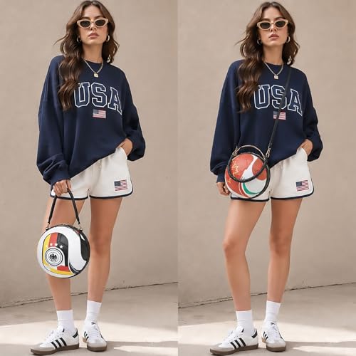 Image of Women Unique Novelty Football Purse, Ball Shaped Handbag Crossbody Shoulder Bag | Rugby