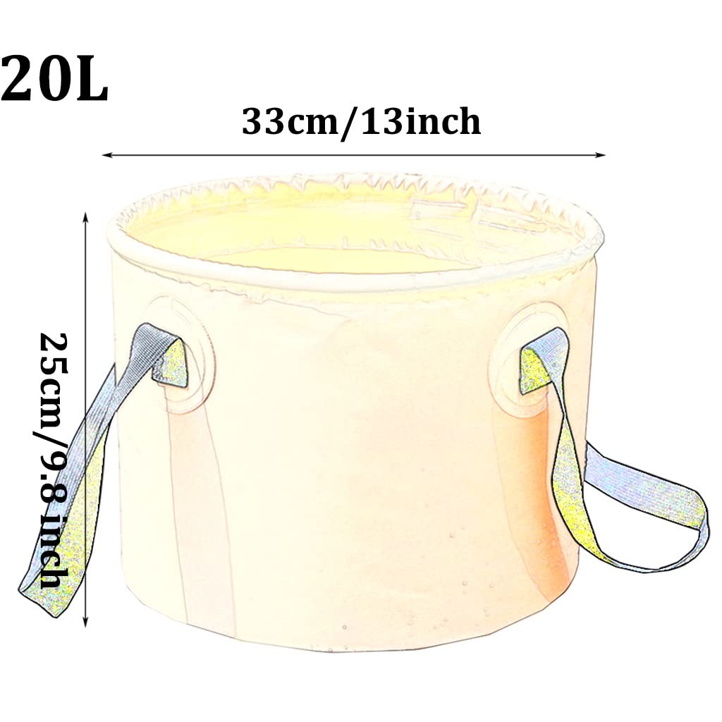 DUNAKE Faltbarer Eimer 20L, Putzeimer Multifunktionaler Tragbarer Zusammenklappbarer Angeleimer, Waschbecken-Klappeimer, Wasserbehälter Zum Angeln, Camping, Gartenarbeit (Color : Camouflage)