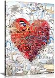 Panther Print, Sztuka ścienna na płótnie, oprawione wydruki i obrazy na ściany w sypialni, kolaż miłości Londynu, nadruk na walentynki i inne specjalne okazje (61 x 40 cm)