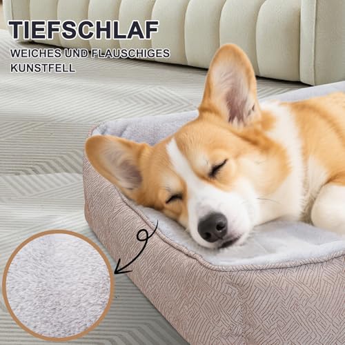 JOYELF Hundebett Waschbares beruhigendes Katzenbett, Anti-Angst-Hundebett & Sofa, süßes Flauschiges Haustier-Couchbett für Welpen, Kätzchen, kleine Hunde und Katzen - kleines Rechteck