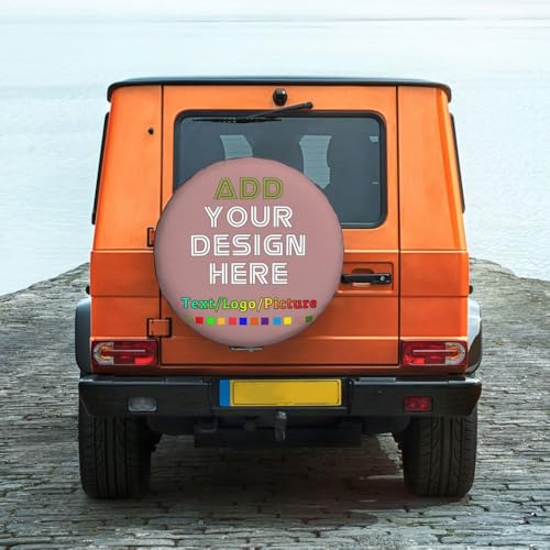 Image of Custom Spare Tire Cover Personalized Tire Covers Add Your Own Design Logo Picture Customize Wheel Cover Universal Size 14-17 in Fit for Jeep Trailer Camper RV Wheel Covers, RosyBrown