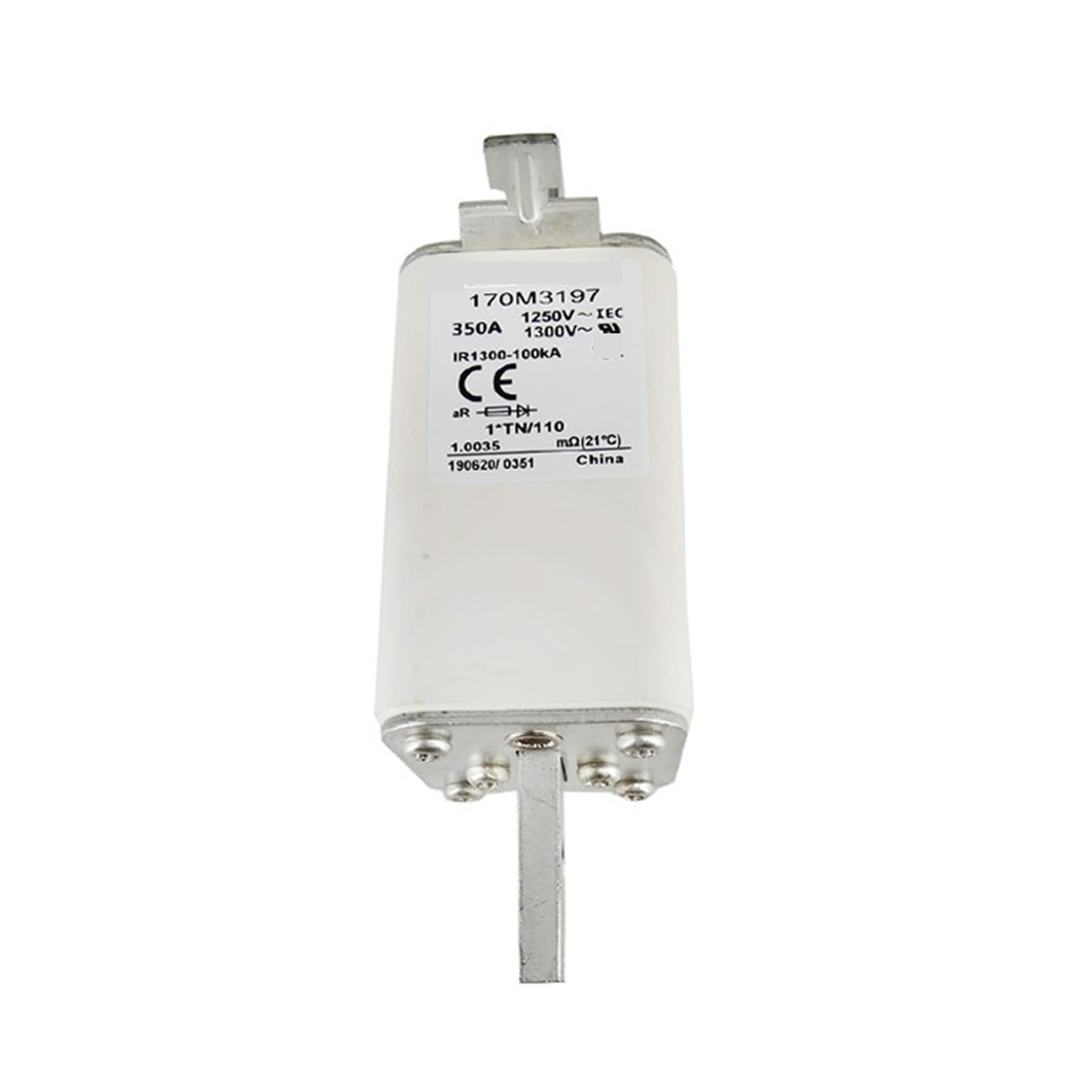 Fusible rápido 170M3197 de 350A 1250V para sistemas de alta potencia