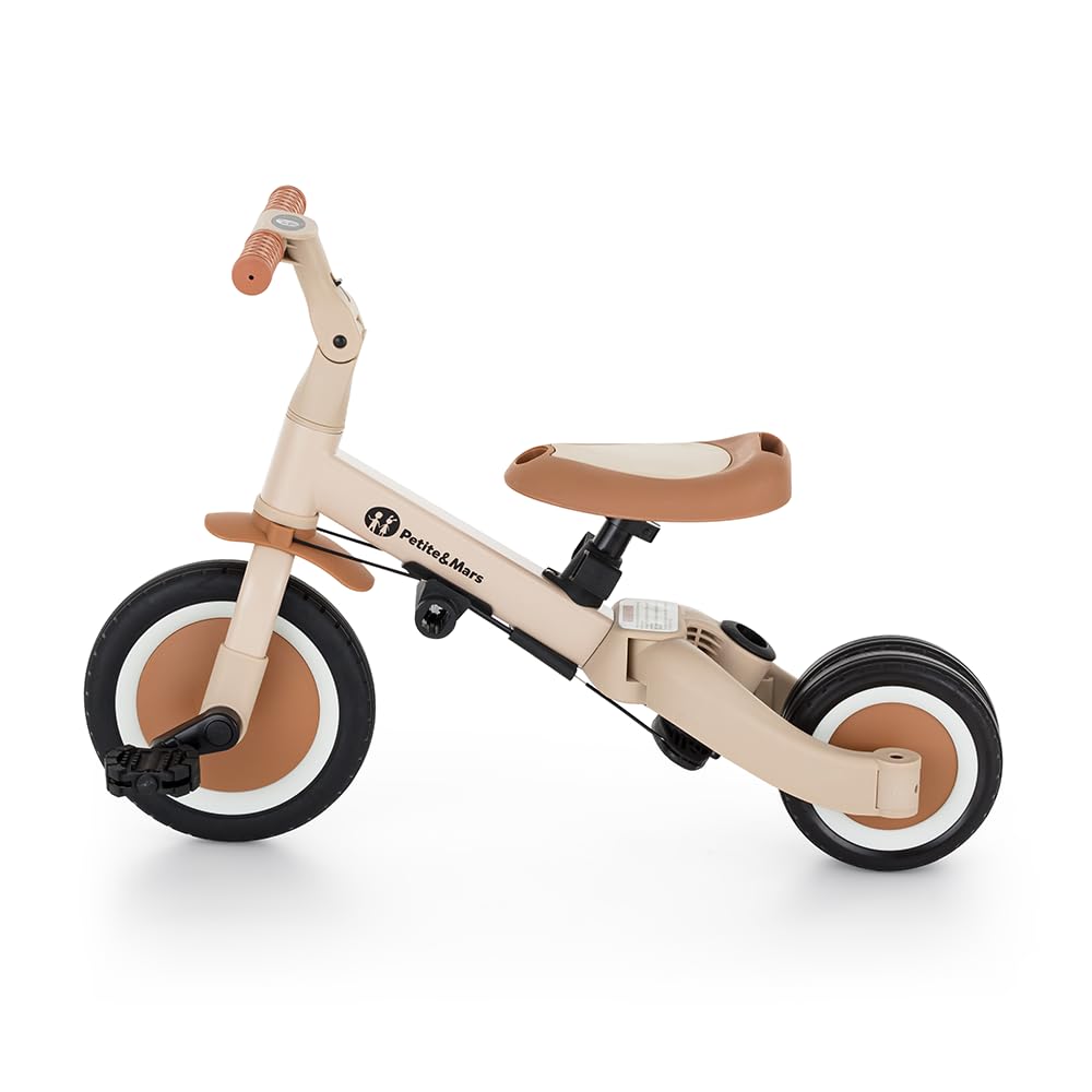 PETITE&MARS Multifunktionales 5-in-1-Dreirad Turbo * Fahrrad * Dreirad * Laufrad * Rutschauto * Lauflernfahrzeug (Desert Sand)