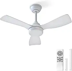 Ventilador de Teto com Controle Remoto, LED 20W, Silencioso, 127-220V, Durável e Confiável – Branco