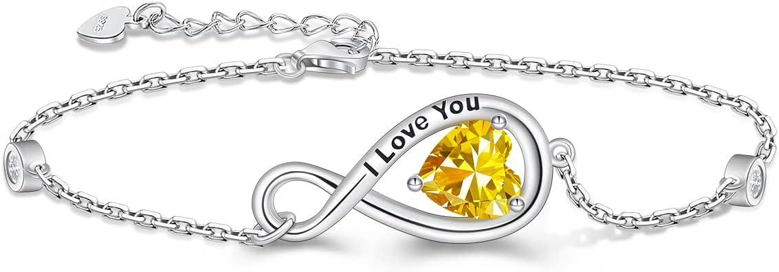 RIVIKO Infinity Love Heart Symbol Charm Bracelet for Women 925 Sterling Silver Adjustable Birthday Valentine’s Day Christmas Mothers Day Jewelry Gift for Mom Women Wife Her Friends