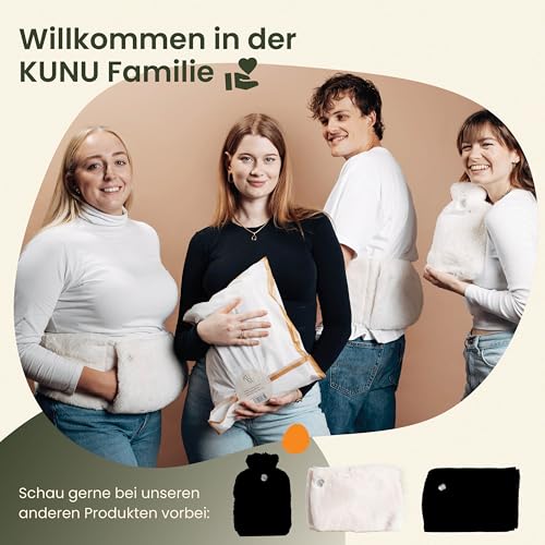 KUNU® die besondere XXL Wärmflasche - 3.4l - inkl. Geschenkverpackung - mit extra Bezug - unwiderstehlich flauschig - perfekt für Erwachsene und Kinder - auslaufsicher und getestet - beige