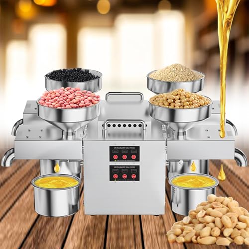 KUOYTT Prensa de Aceite automática de 2400 W para extracción de Semillas y Aceite de Oliva, Equipo de extracción de Aceite Caliente/frío con Calentamiento de Temperatura Constante de 210