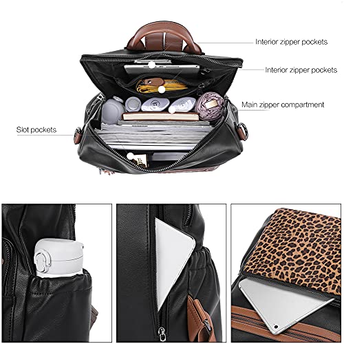 Cluci Backpack Purse For Women Leather Fashion Travel Designer Large Ladies Shoulder Bags With Tassel Black With Leopard #TOP3