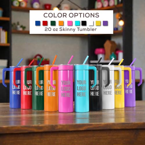 Image of Custom Logo 20 oz Skinny Tumbler, Personalized Business Gift