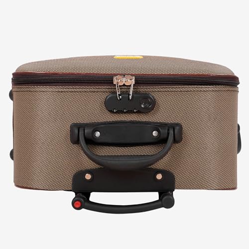 Image of Trolley Bag 20 Inch Cabin Size | Soft Shell Travel Suitcase with Reinforced Stitching Lightweight Fabric Luggage for Flight Cabin | (Brown)
