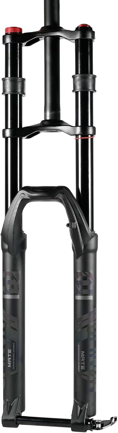 Dual Crown MTB Air Fork 27.5/29 Inch (Fits 2.5" Tire) - 150mm Travel, Rebound Adjust, 32mm Stanchions, 15x100mm/9x100mm Axle for E-Bike & Downhill
