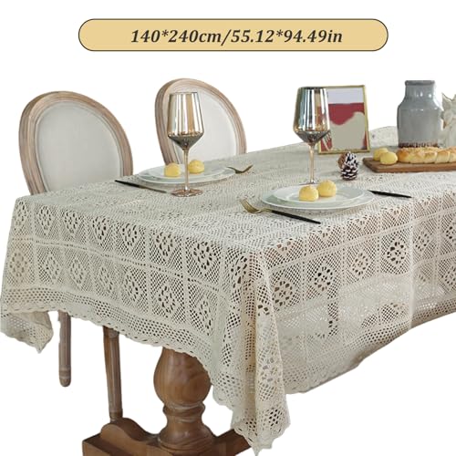 Nappe en dentelle anti-pli style boho pour sublimer une table usée