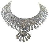 "Noor" Embroidered Fabric Statement Necklace Soft Jewelry Silver