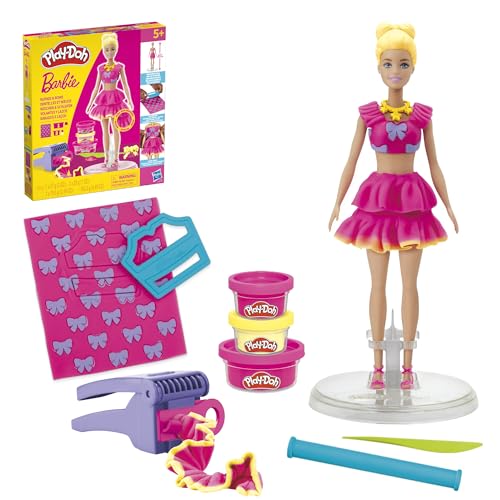 Play-Doh Barbie Ruffles and Bows Set, Make Doll Clothes with Modeling Compound & 9 Fashion Accessories, Arts & Crafts for Girls & Boys, Kids, 5+
