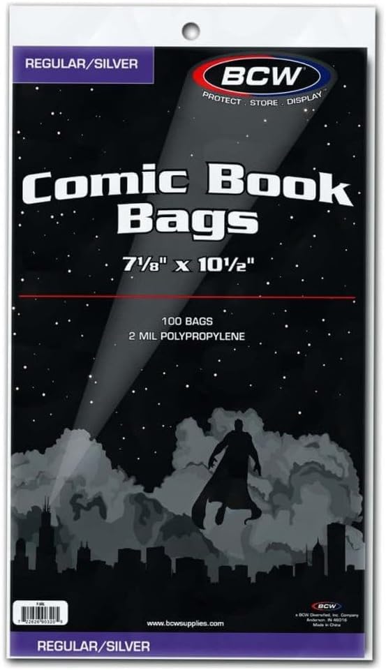 Sacs à bande dessinée BCW Silver en polypropylène 7 1/8 x 10 1/2 pouces