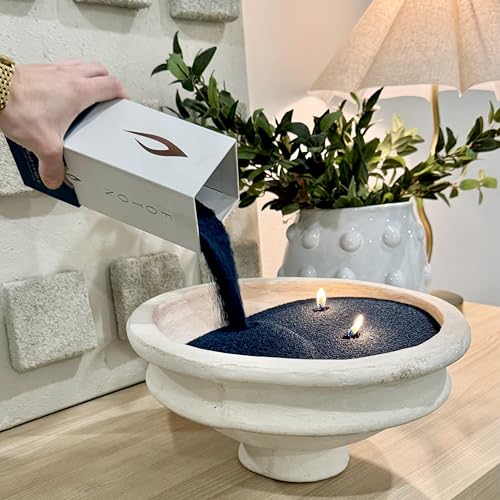 Foton Pearled Candle Colored 18 Oz - Navy Blue Unscented Non Toxic Luxury Long Lasting Powder Wax Sand Candles up to 120 Hours - Refillable Pearl Candle Sand with 30 Wicks for Candles Making - Image 3