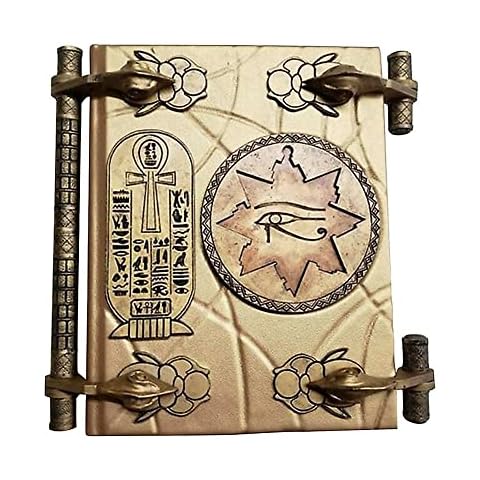 QNQA The Mummy Prop Replica Book of The Dead, The Book of The Dead Ornament, Handmade Resin Craft Statue, Easter Decorations, Ancient Egypt Collectibles Souvenir, Size: 20x15x4CM/7.8x5.9x2in (Gold) Cover