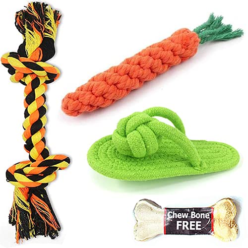 BLACK DOG Toys for Puppies | Interactive Dog Toys | Fun Puppies Toy | chew Toys for Dogs | Dog Toys for Combo Pack of 4 (Buy One Get One Chew Bone Free)