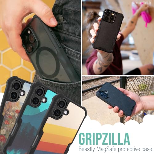Image of Smartish iPhone 16 Protective Magnetic Case - Gripzilla Compatible with MagSafe [Rugged + Tough] Heavy Duty Grip Armored Slim Cover w /Drop Tested Protection for Apple iPhone 16 - Black Tie Affair