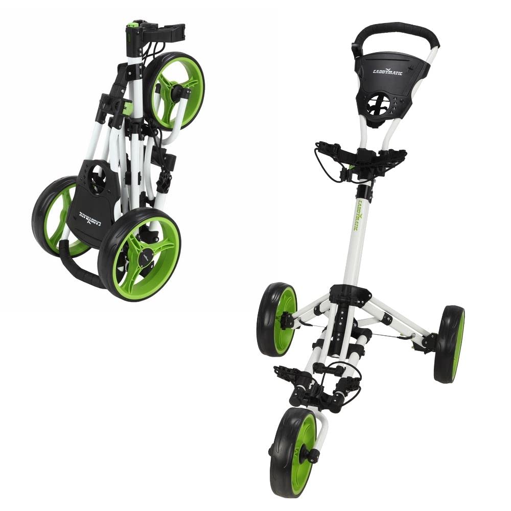 Golf X-Lite One-Click Carrito DE Golf Plegable para Tirar/Empujar, Blanco/Verde
