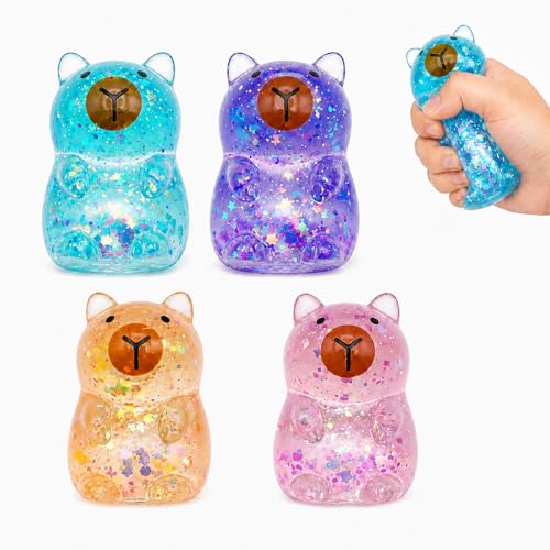 4 PCS Capybara for Stress Relief and Focus Enhancement Animal Squishies for Office Desk and Travel Use Random Style
