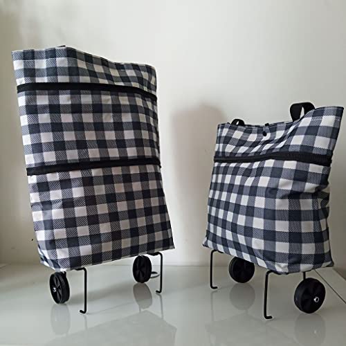 YBYWL Trolley Einkaufstrolley Faltbare Einkaufstasche Mit Rädern, Wiederverwendbare Einkaufstaschen 2–1 Einkaufswagen…