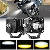 Nilight Motorcycle Driving Lights 1.7 inch White Amber Spot Beam Fog Light LED Pods IP67 Waterproof Auxiliary Offroad Lighting for Motorbike Dirt Bike e-Bike Scooter Snowmobile ATV UTV SUV Truck