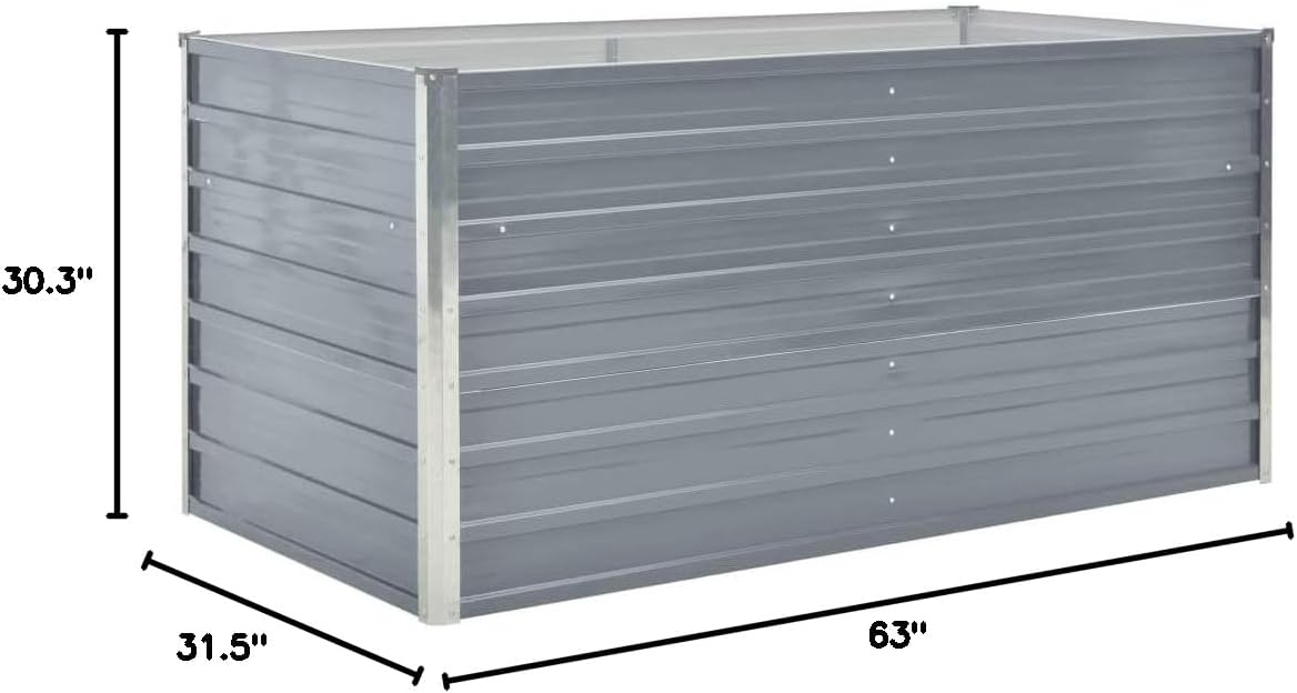 Tidyard Raised Garden Bed, Galvanized Steel Large Outdoor Planter Box 63x31.5x30.3 inches for Vegetables Flowers Herbs in Garden Patio Balcony