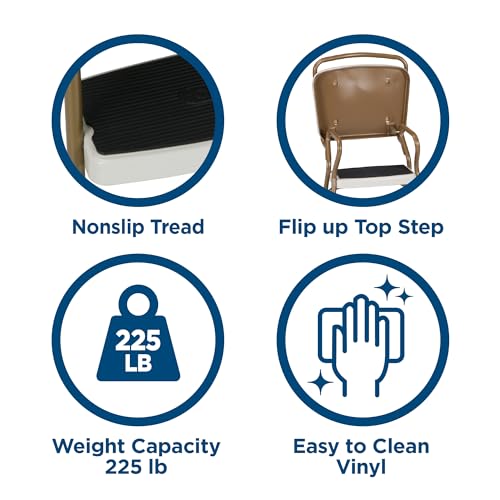 COSCO Stylaire Retro Chair + Step Stool with Flip-Up Seat , Gold & Cream by Cosco - Image 3
