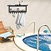 OYEFLY Pool Towel Rack,Wall Mount Towel Hooks Towel Holder with 8 Hooks,Pool Area Outside Sign (Black with Shelf, 16.1in)