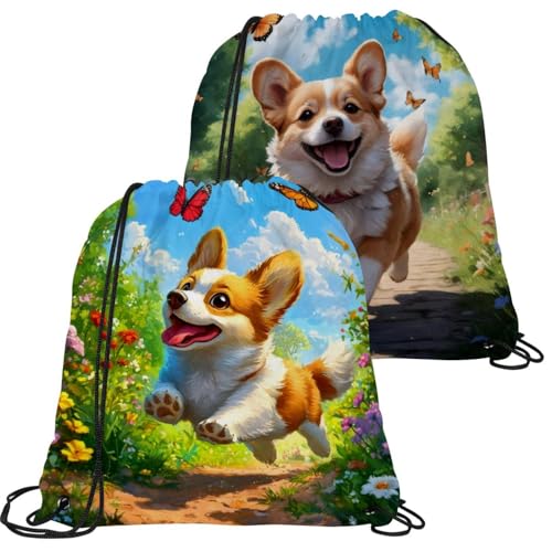 Sac à dos avec cordon de serrage étanche lot de 2 imprimé papillon taille unique