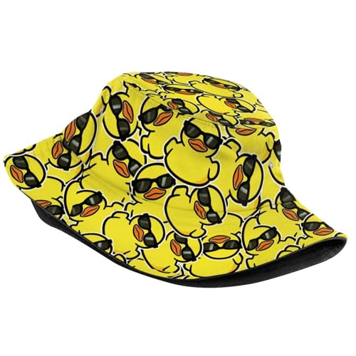 Image of Funny Duck Bucket Hat Fisherman Hat Beach Travel Sun Hat Outdoor Cap for Unisex Men Women