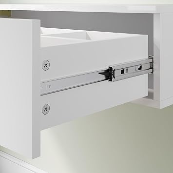 Wall Mounted Dressing Table with Large Storage Drawer, White High-Gloss Floating Vanity Makeup Desk, Nightstand for Bedroom, Hallway, Office, 100W x 38D x 20Hcm