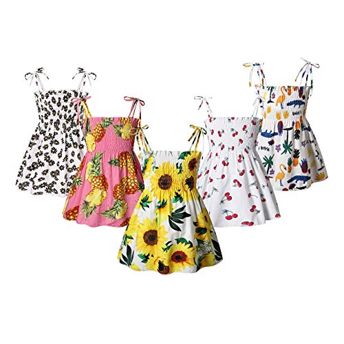 Mlpeerw Toddler Baby Girl Floral Dresses Kids Sleeveless Strap Elastic Top Flower Party One Piece Dress Skirt Summer Outfits thumb #5
