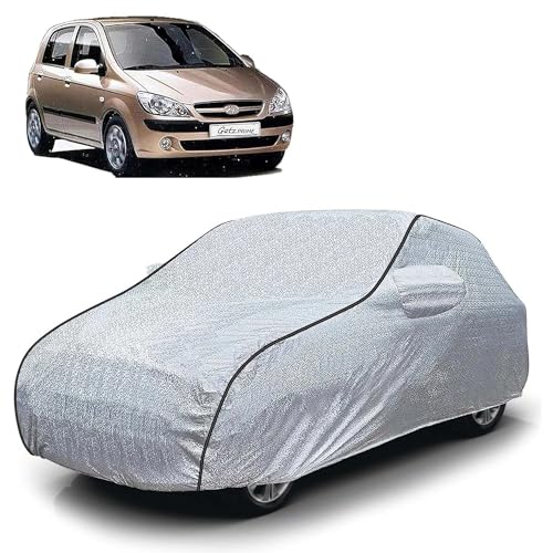 Image of Sulfar 100% Waterproof Car Body Cover Compatible with Mirror for Hyundai Getz (Triple Stitched, Full Bottom Elastic, Magic Silver with Black Piping)
