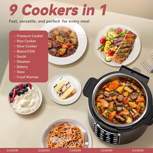 9 in 1 Elektro-Schnellkochtopf, 6 Liter, Multifunktional, programmierbar mit sichereres Lüftungsdesign, Reiskocher, Slow Cooper, Dampf, Sautieren, Heizen und Sterilisator – Bild 3