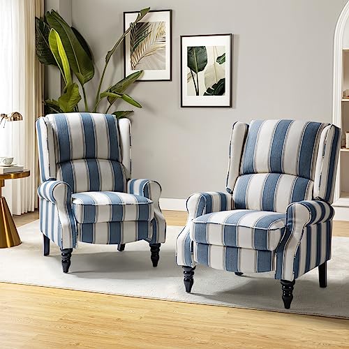 HULALA HOME Upholstered Wingback Recliner Chair Set of 2, Small Adjustable...