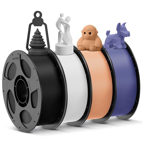 Image of ANYCUBIC 3D Printer Filament PLA Bundle, PLA Filament 1.75mm Dimensional Accuracy + /- 0.02mm, 1KG Reusable Spool, Black+White+Peach Pink+Interstellar Violet, 4KG in Total