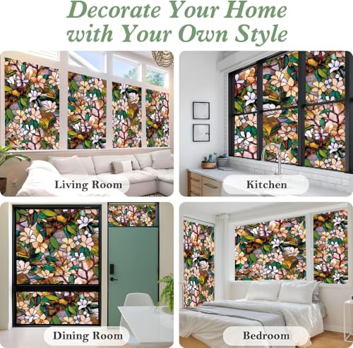 Image of MOCOCO Premium Vinyl Privacy Stained Window Glass Sticker (24x48 Inch) - Self-Adhesive Decorative Film Opaque Sheet Tint Wallpaper for Glass Cover Window, Door, Office, Home.| Anti-UV. Green Patti