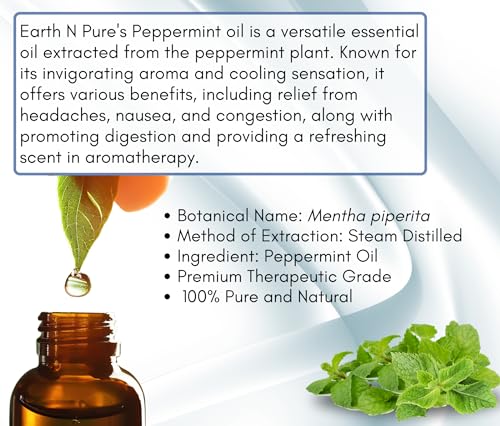 Image of Earth N Pure Peppermint & Orange Essential Oils | Pack of 2 (15 ml each) | 100% Pure, Undiluted, Natural and Therapeutic Grade - Perfect for Aromatherapy, Skin Therapy & More