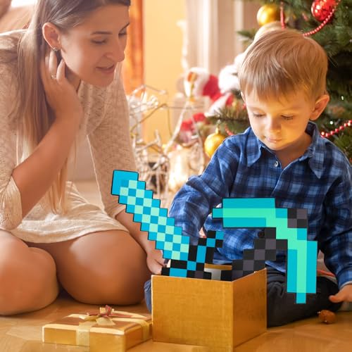 cotteau 4 pack kids game role-play toy weapon set-sword axe pickaxe and shovelperfect toy weapons gift for halloween christmas and parties standard