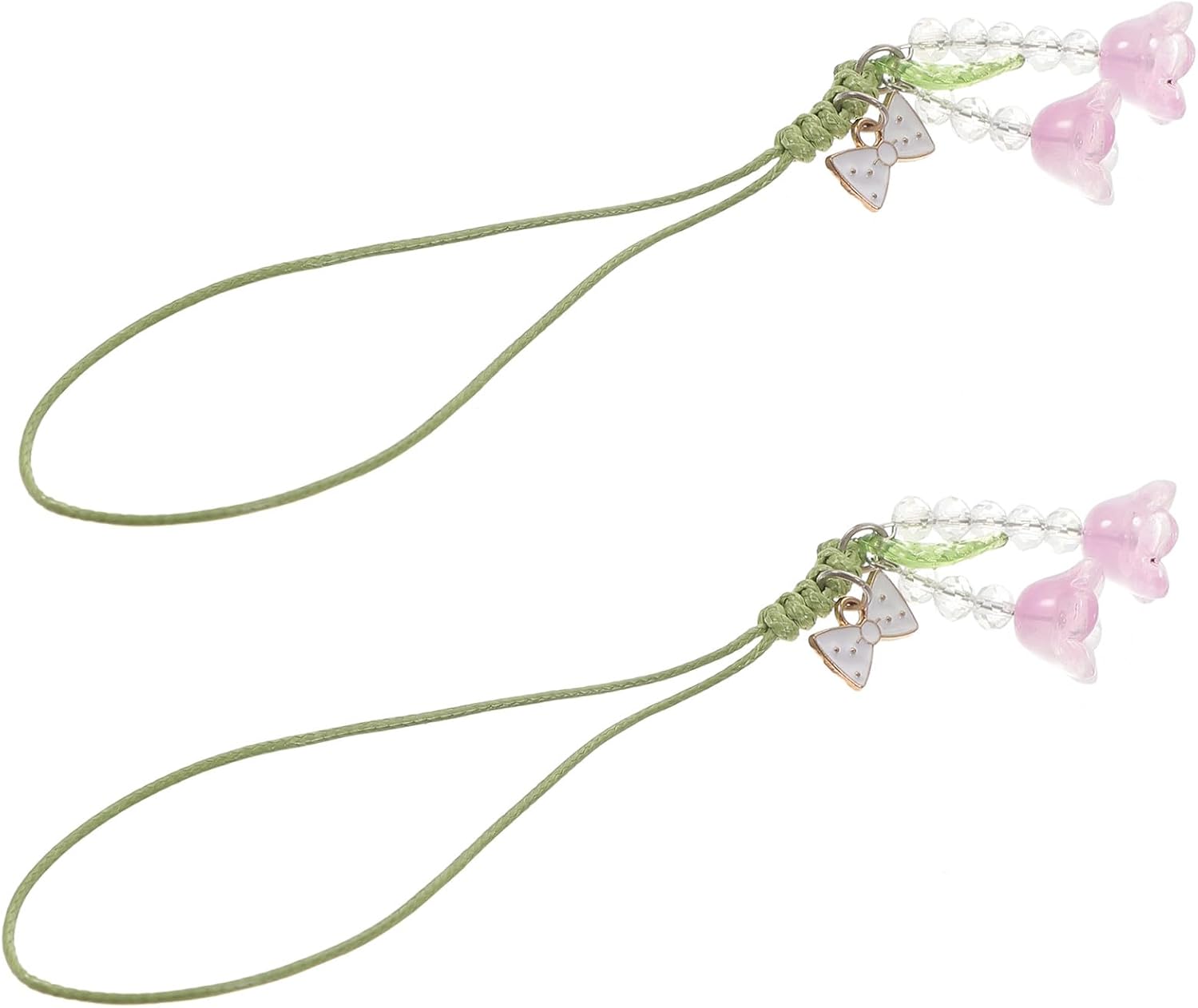 PartyKindom Tulip Phone Charm Wristlet Strap Cute Cell Phone Wrist Strap Lanyard for Keyring Wallet Camera Handbag 2 Pcs