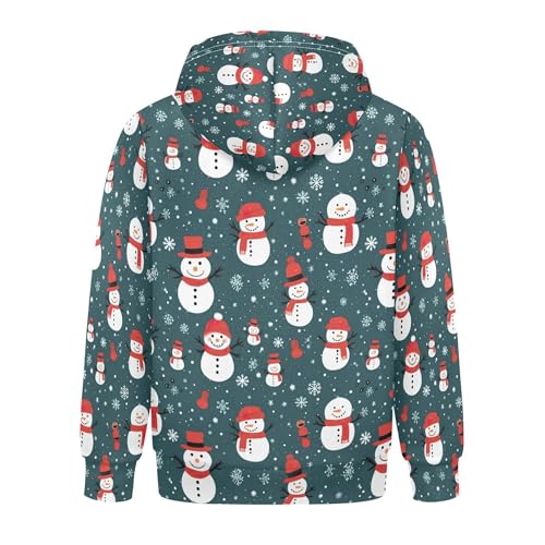 Kids Hoodies Sweaters Christmas Xmas Snowman Hooded Sweatshirts with Big Pockets for Boys Girls B04003402