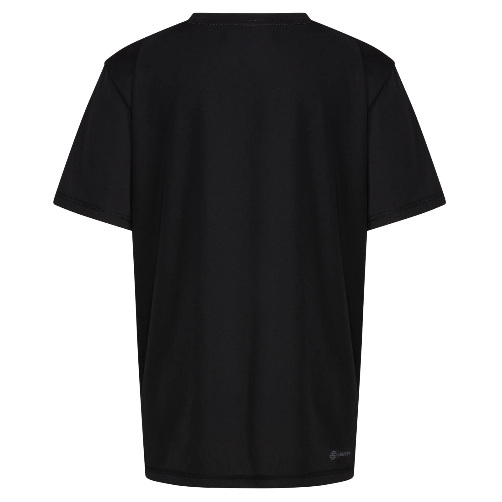 adidas Boys Short Sleeve Aeroready Feel Free Bos Tee T Shirt, Black with Pink, Small