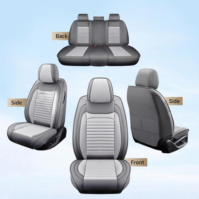 Image of Front Seat Covers Fit for Chevy /Chevrolet Bolt 2016-2026, Gray&White