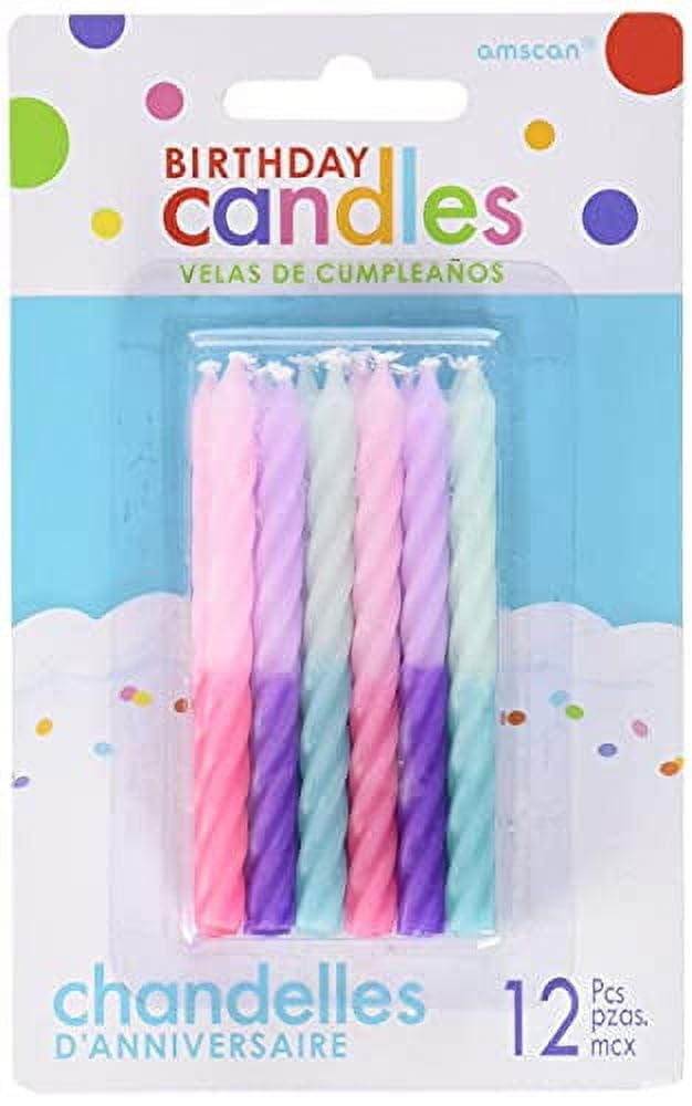 Amscan 170731 Candele a spirale bicolore assortite, 12 pezzi